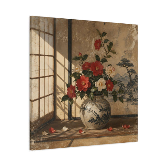 Main Mockup. Camellia Vase shown as canvas print