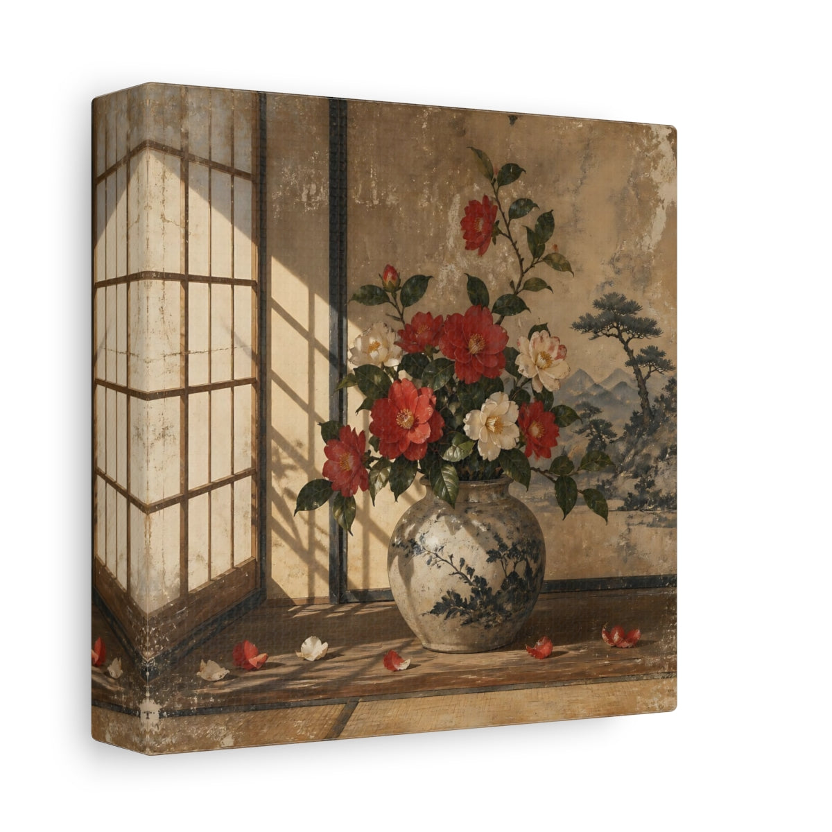 Side Mockup 2. Camellia Vase shown as canvas print