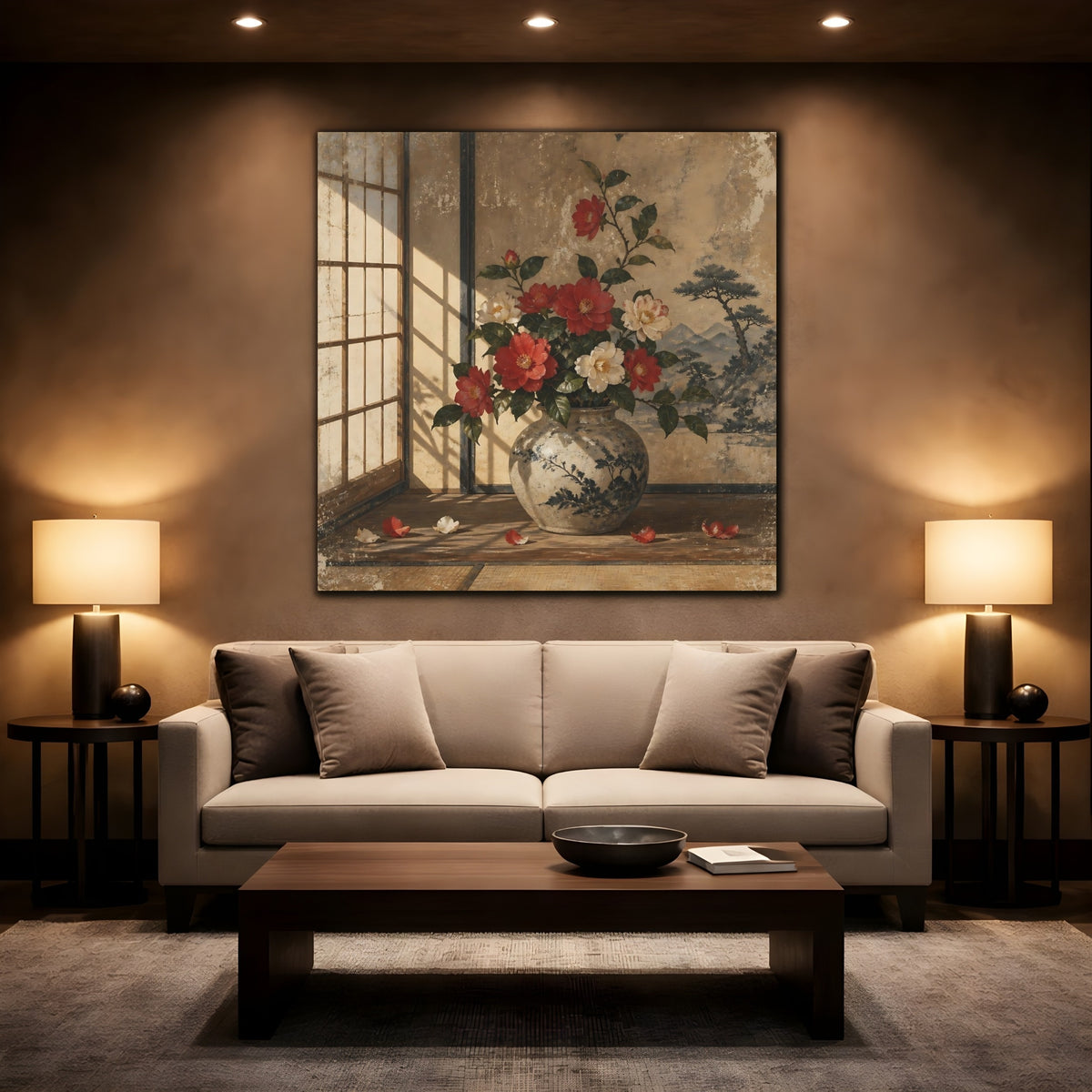 Mockup 2. Camellia Vase shown as canvas print