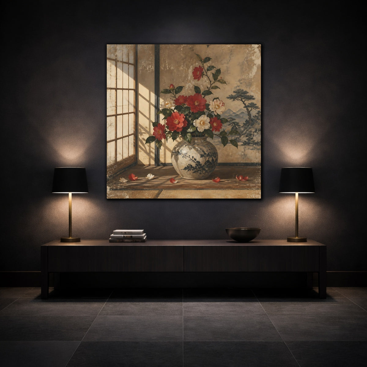 Mockup 3. Camellia Vase shown as canvas print