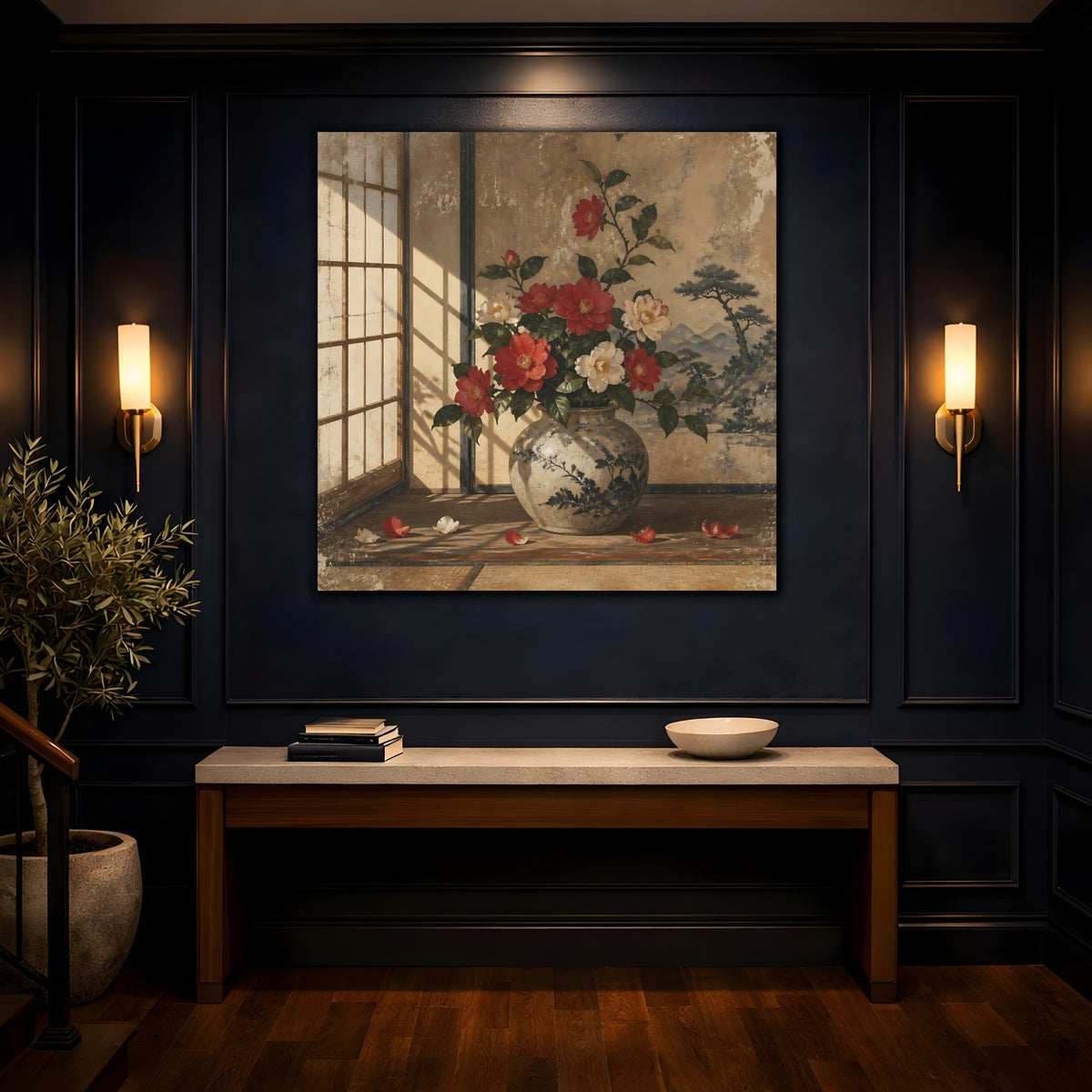 Mockup 4. Camellia Vase shown as canvas print
