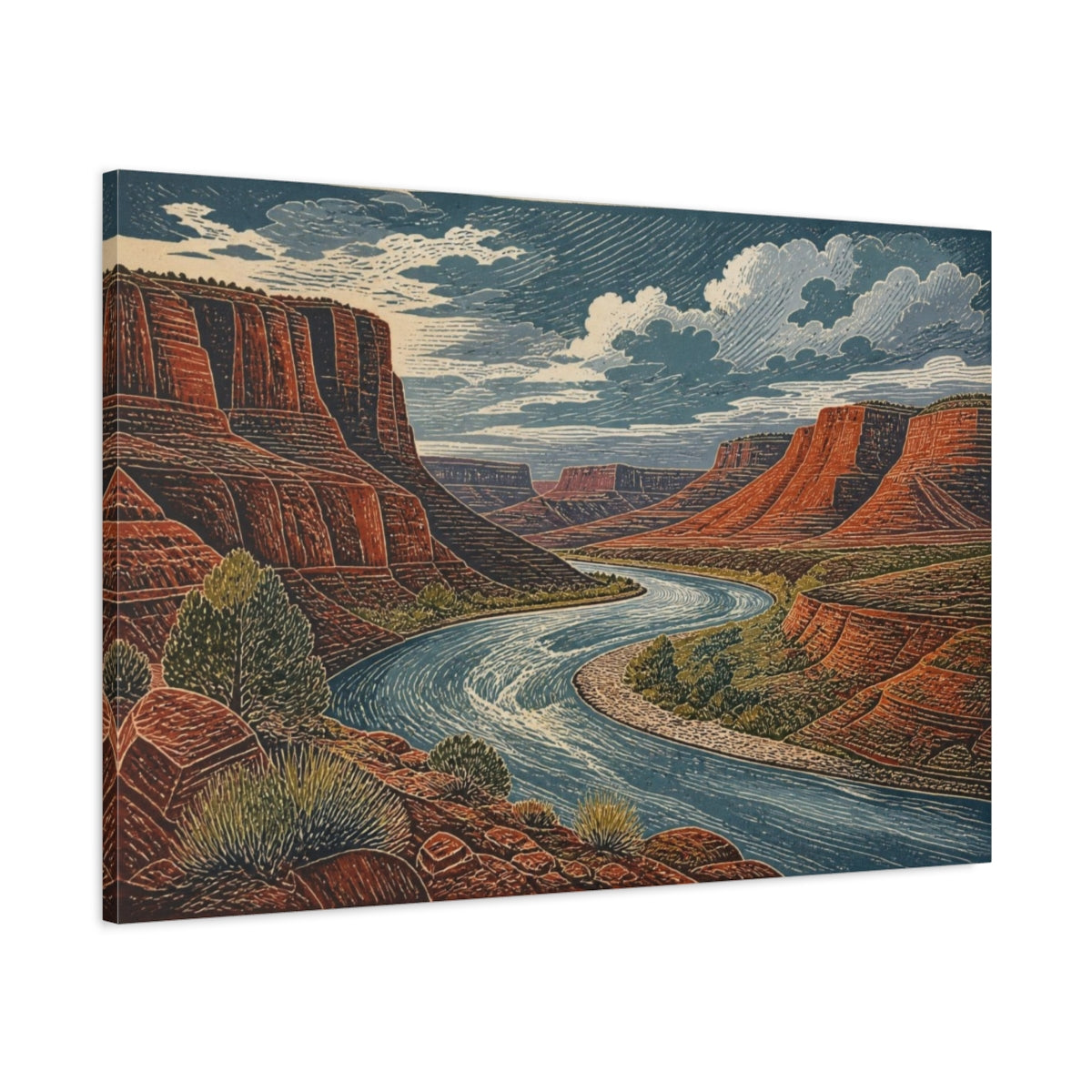 Main Mockup. Canyon River Landscape shown as canvas print