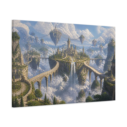 Main Mockup. Castle On Floating Islands shown as canvas print