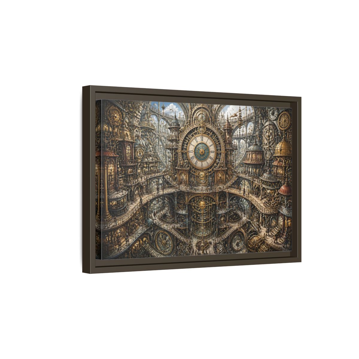 Side Mockup 5. Central Clock Atrium shown as framed canvas print