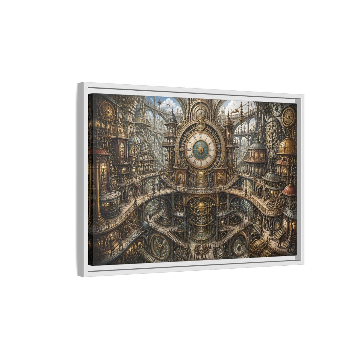 Side Mockup 1. Central Clock Atrium shown as framed canvas print