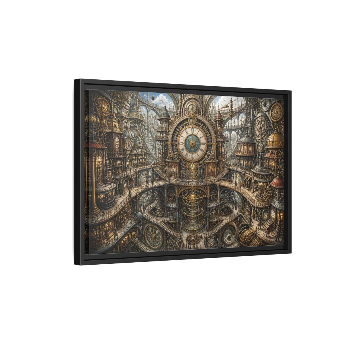Side Mockup 3. Central Clock Atrium shown as framed canvas print