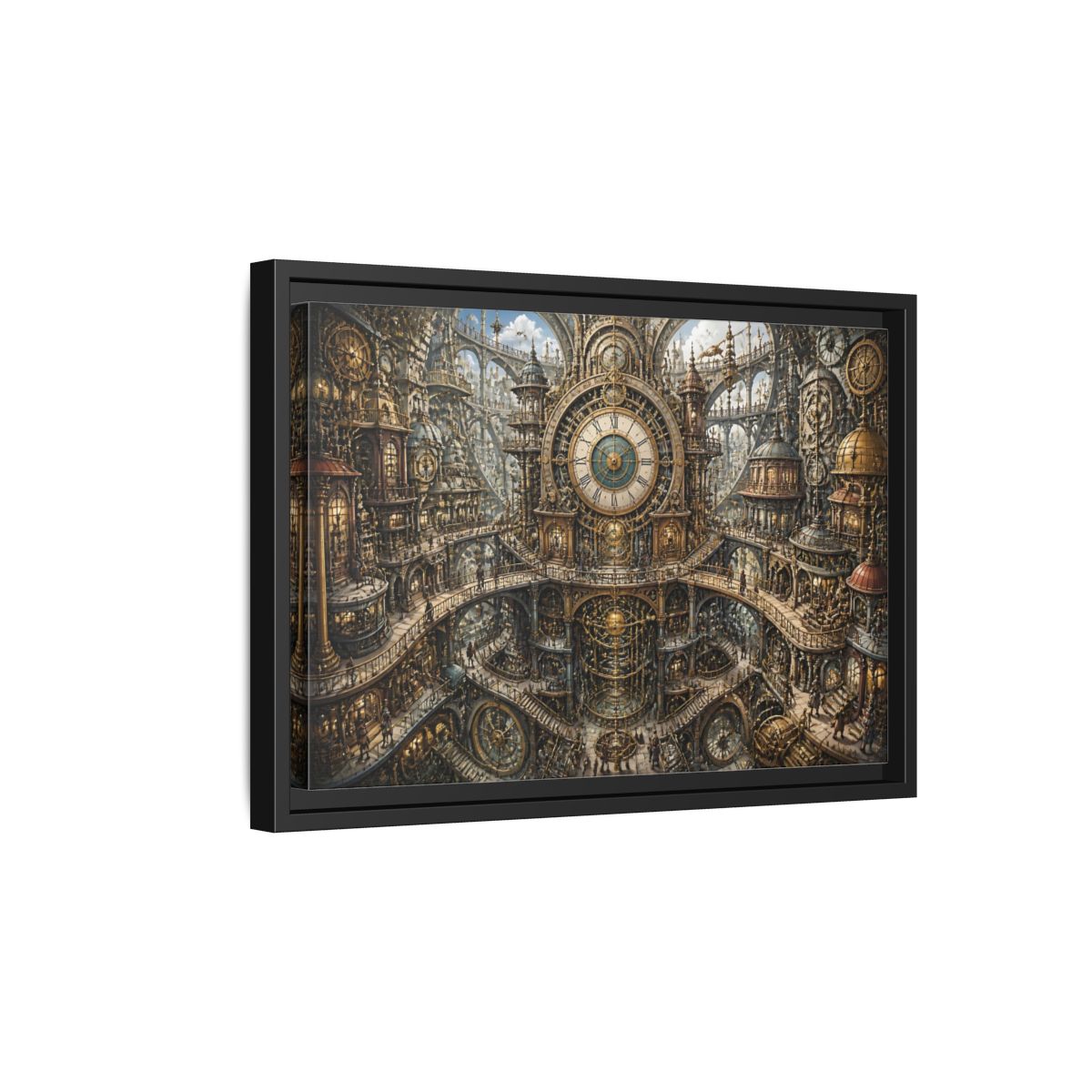 Side Mockup 6. Central Clock Atrium shown as framed canvas print