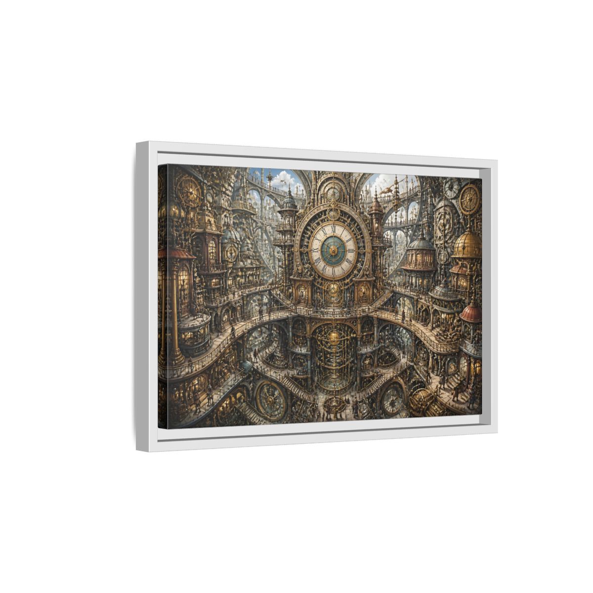 Side Mockup 4. Central Clock Atrium shown as framed canvas print