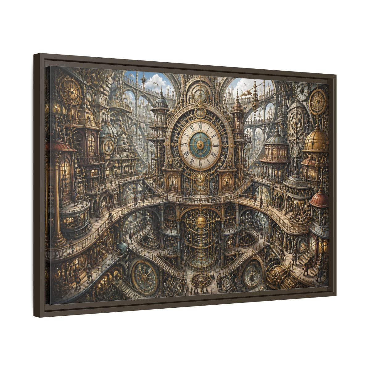 Side Mockup 11. Central Clock Atrium shown as framed canvas print