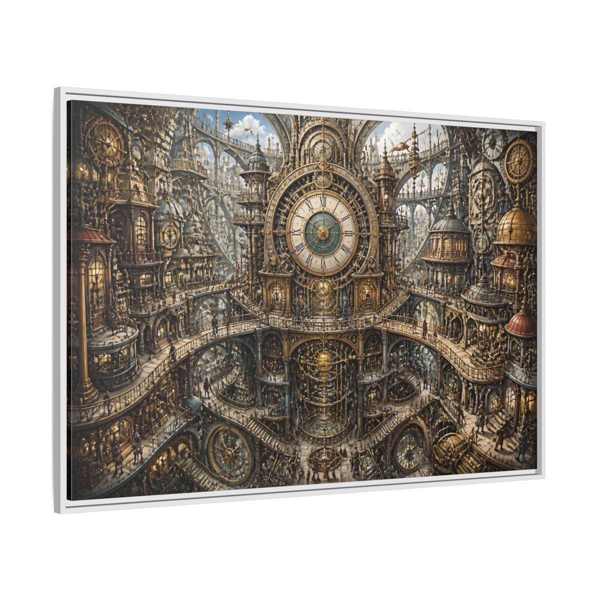 Side Mockup 7. Central Clock Atrium shown as framed canvas print