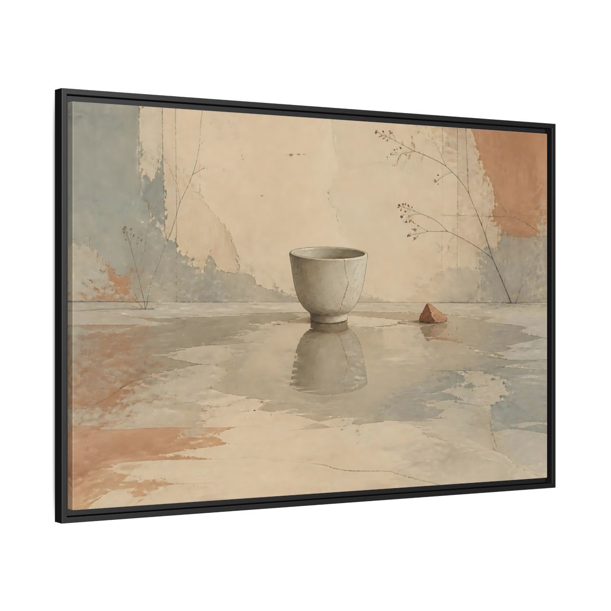 Side Mockup 12. Ceramic Bowl Reflection shown as framed canvas print
