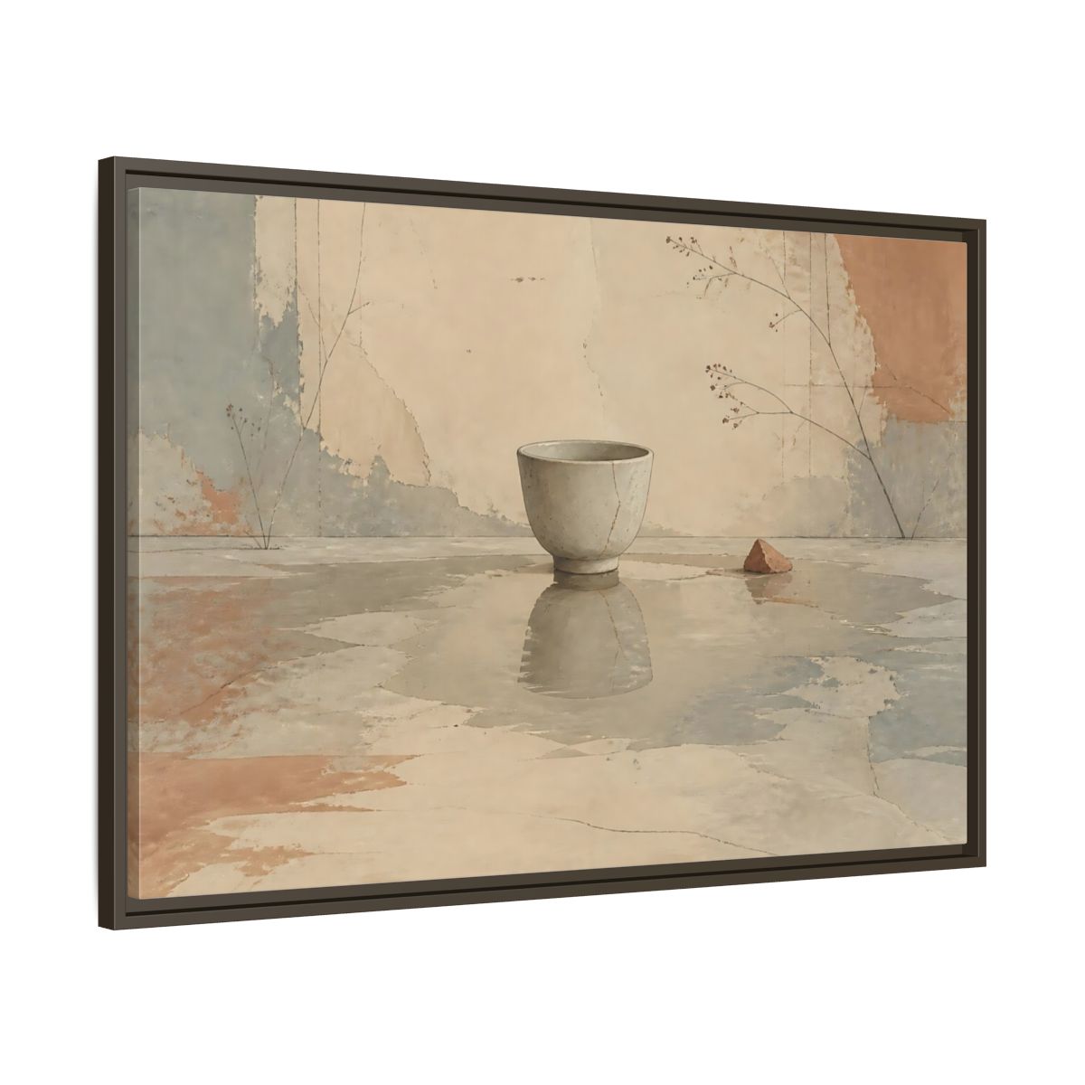 Main Mockup. Ceramic Bowl Reflection shown as framed canvas print