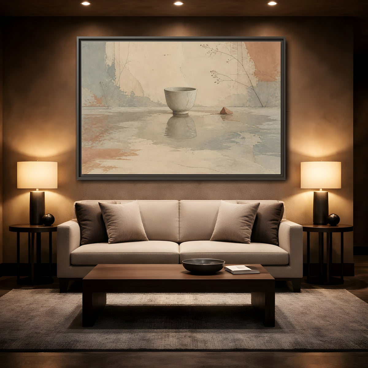 Mockup 2. Ceramic Bowl Reflection shown as framed canvas print