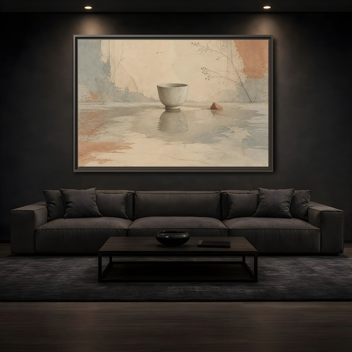 Mockup 3. Ceramic Bowl Reflection shown as framed canvas print