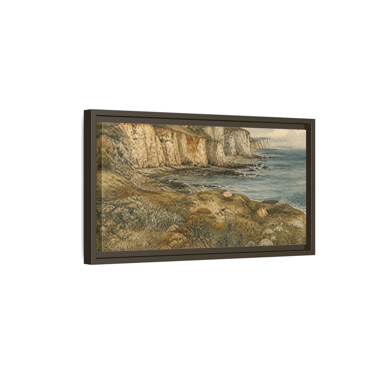 Side Mockup 7. Chalk Cliffs Nature Study shown as framed canvas print