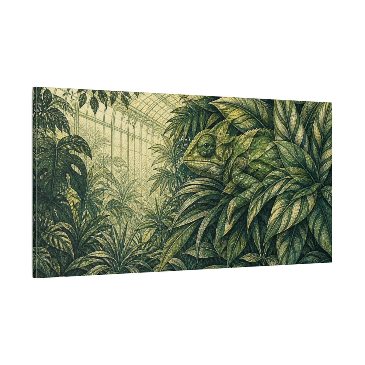Side Mockup 2. Chameleon Leaf Illusion shown as canvas print