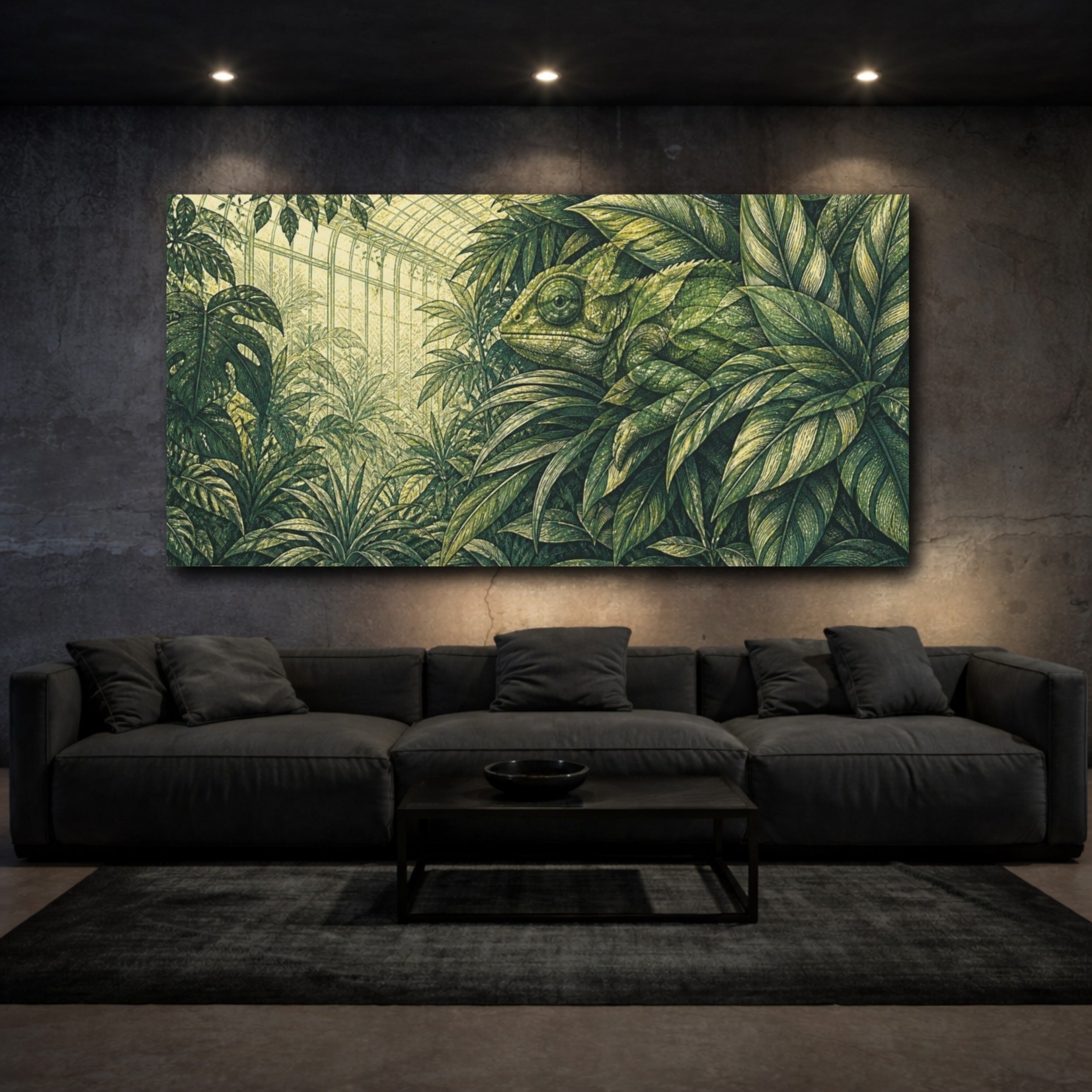 Mockup 3. Chameleon Leaf Illusion shown as canvas print