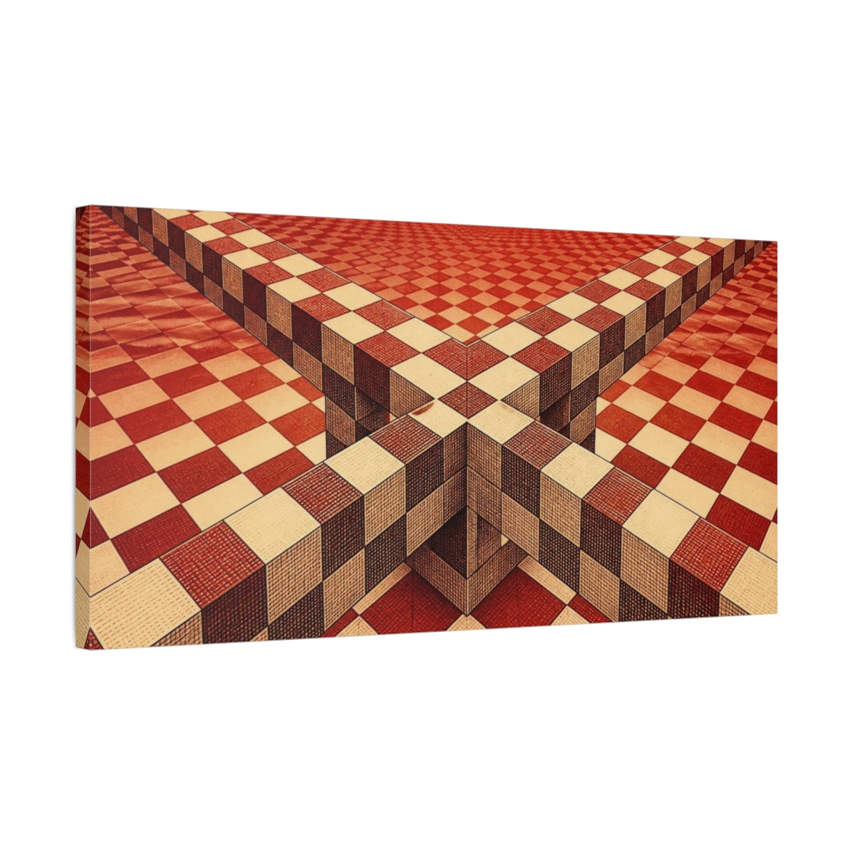 Side Mockup 1. Checkerboard Illusion shown as canvas print