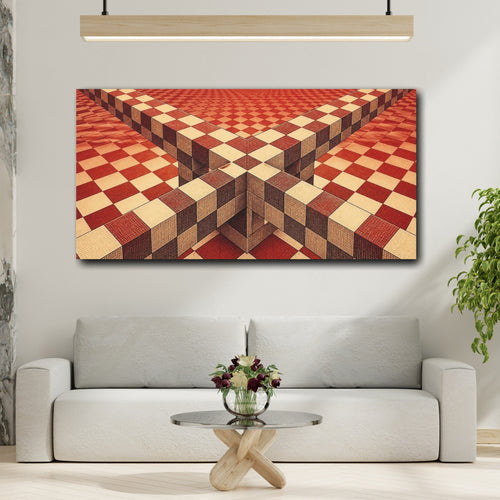 Mockup 2. Checkerboard Illusion shown as canvas print