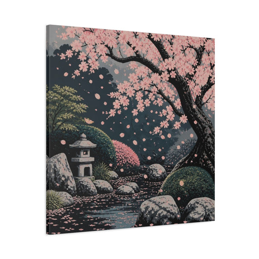 Main Mockup. Cherry Blossom Garden shown as canvas print