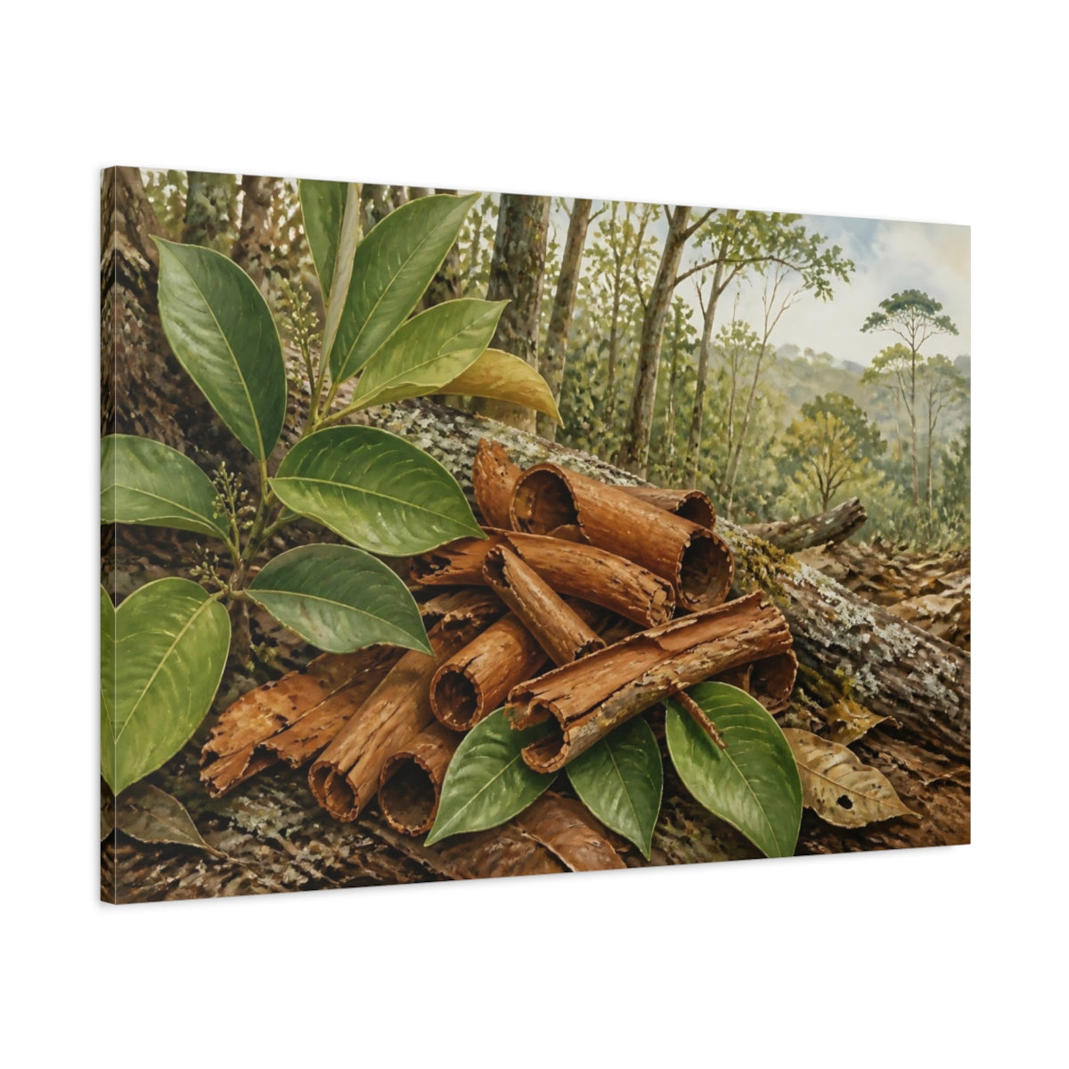 Main Mockup. Cinnamon Bark Still Life shown as canvas print