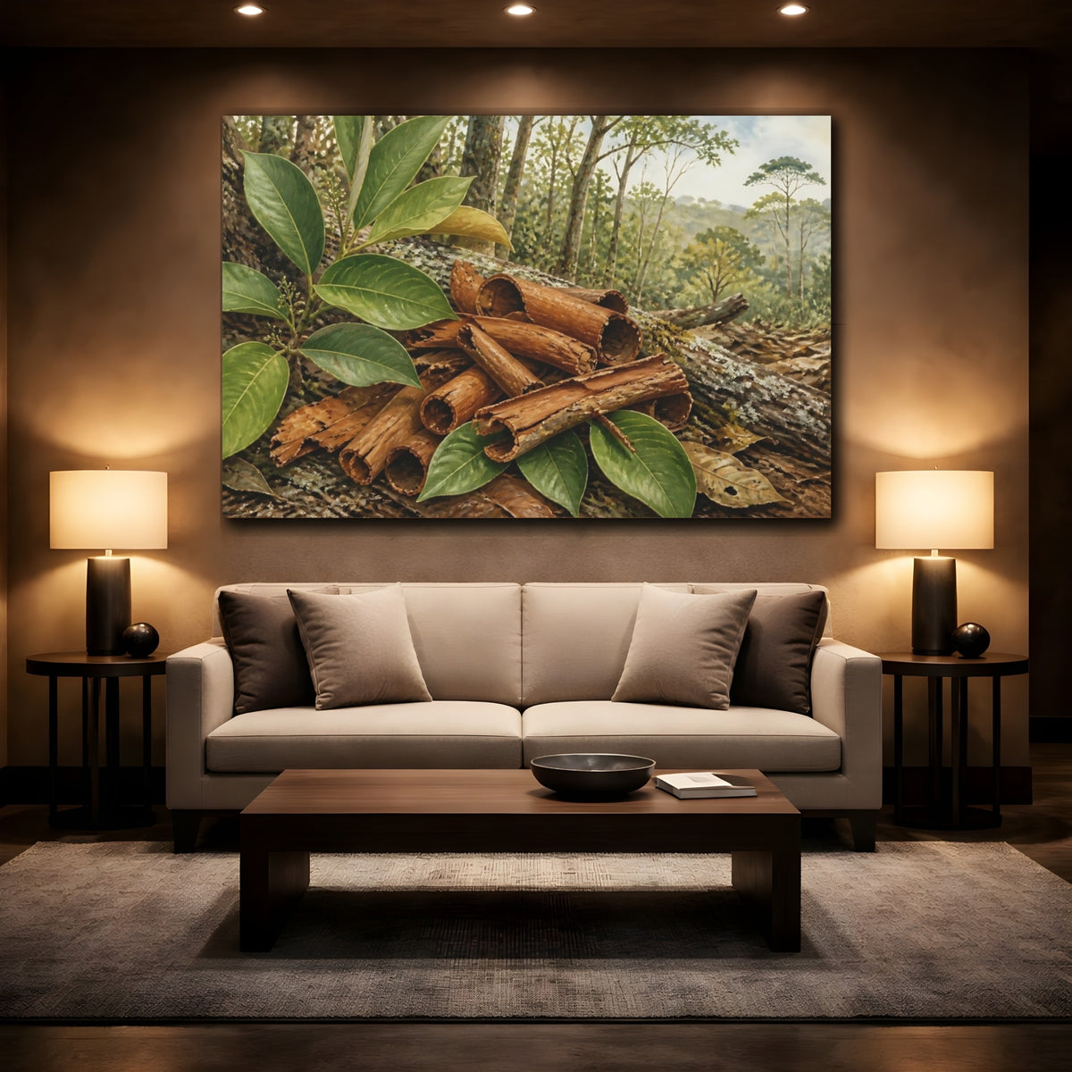 Mockup 2. Cinnamon Bark Still Life shown as canvas print