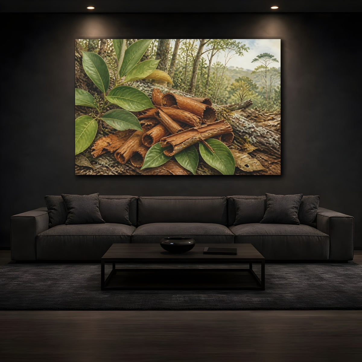 Mockup 3. Cinnamon Bark Still Life shown as canvas print