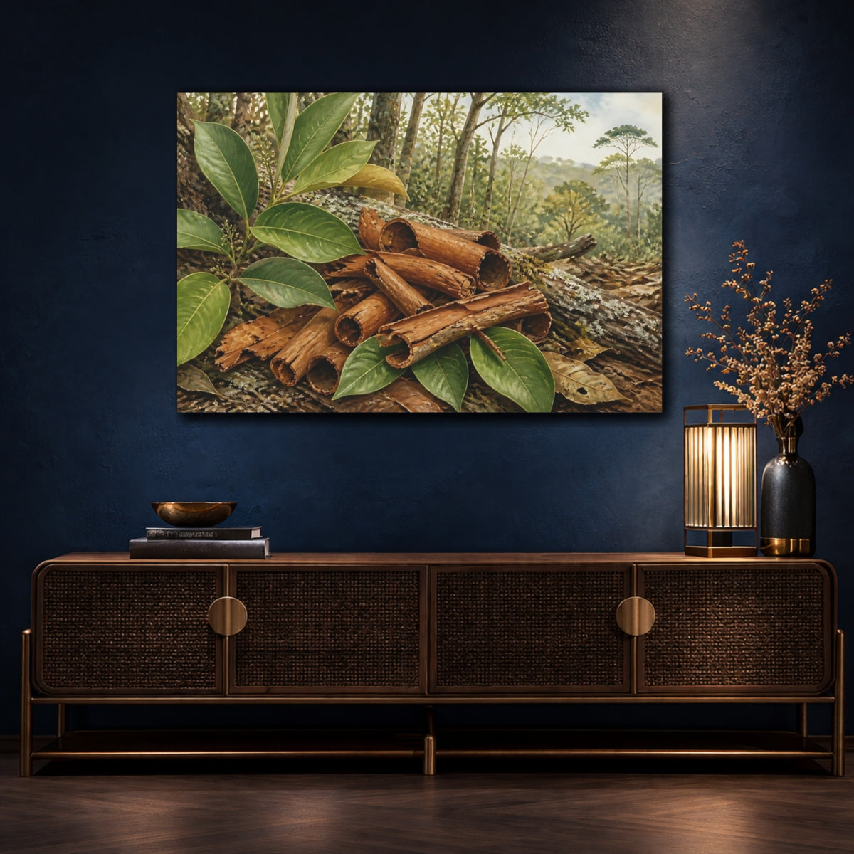 Mockup 4. Cinnamon Bark Still Life shown as canvas print