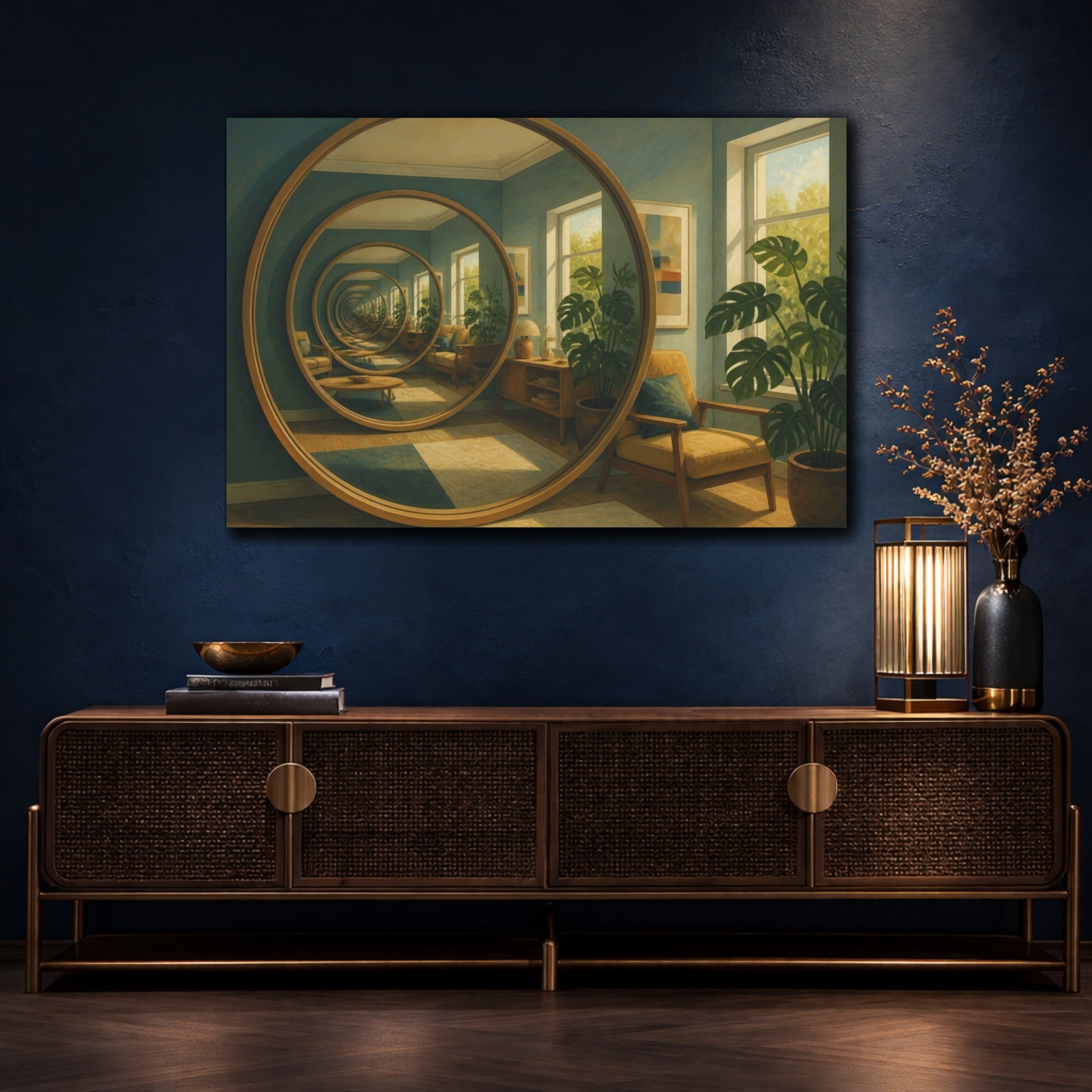 Mockup 4. Circular Mirror Illusion shown as canvas print