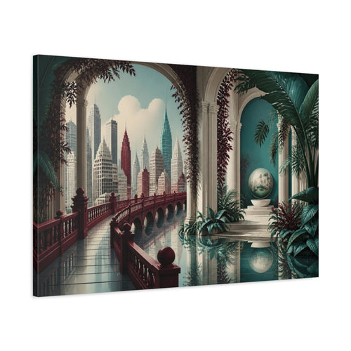 Main Mockup. City Bridge Illusion shown as canvas print