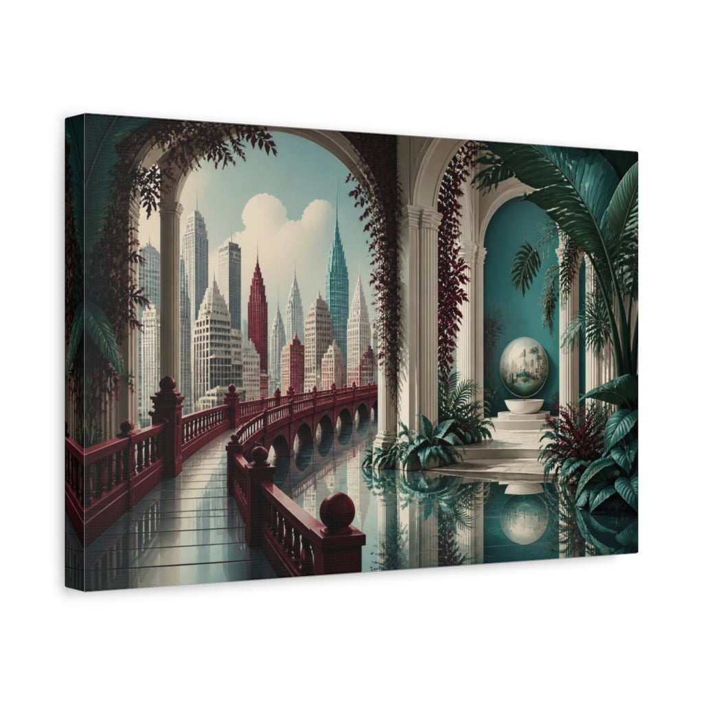 Side Mockup 4. City Bridge Illusion shown as canvas print