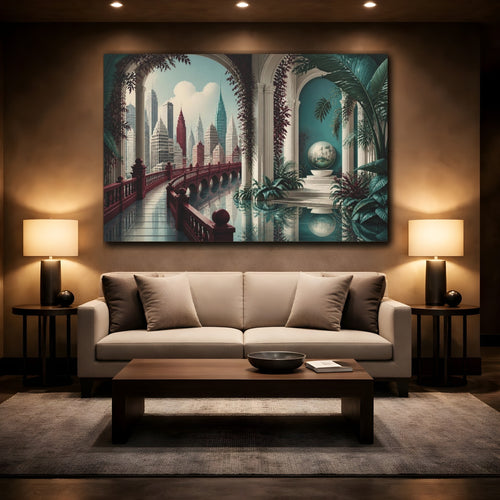 Mockup 2. City Bridge Illusion shown as canvas print