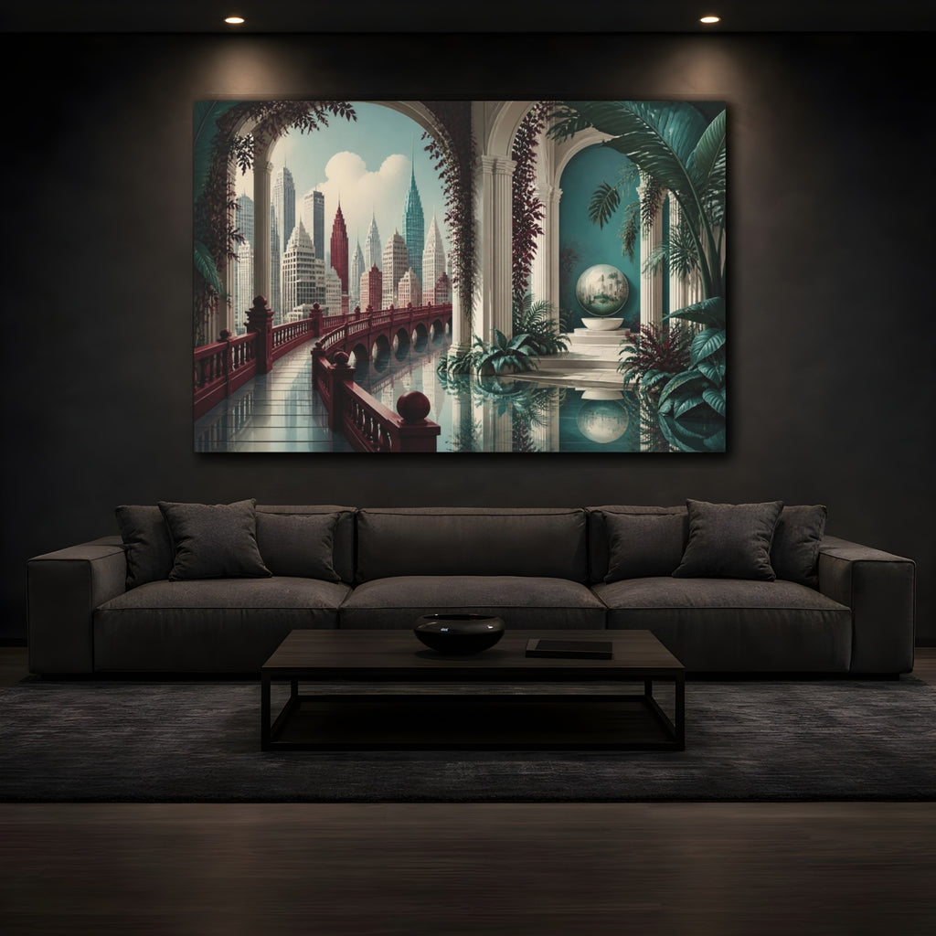 Mockup 3. City Bridge Illusion shown as canvas print