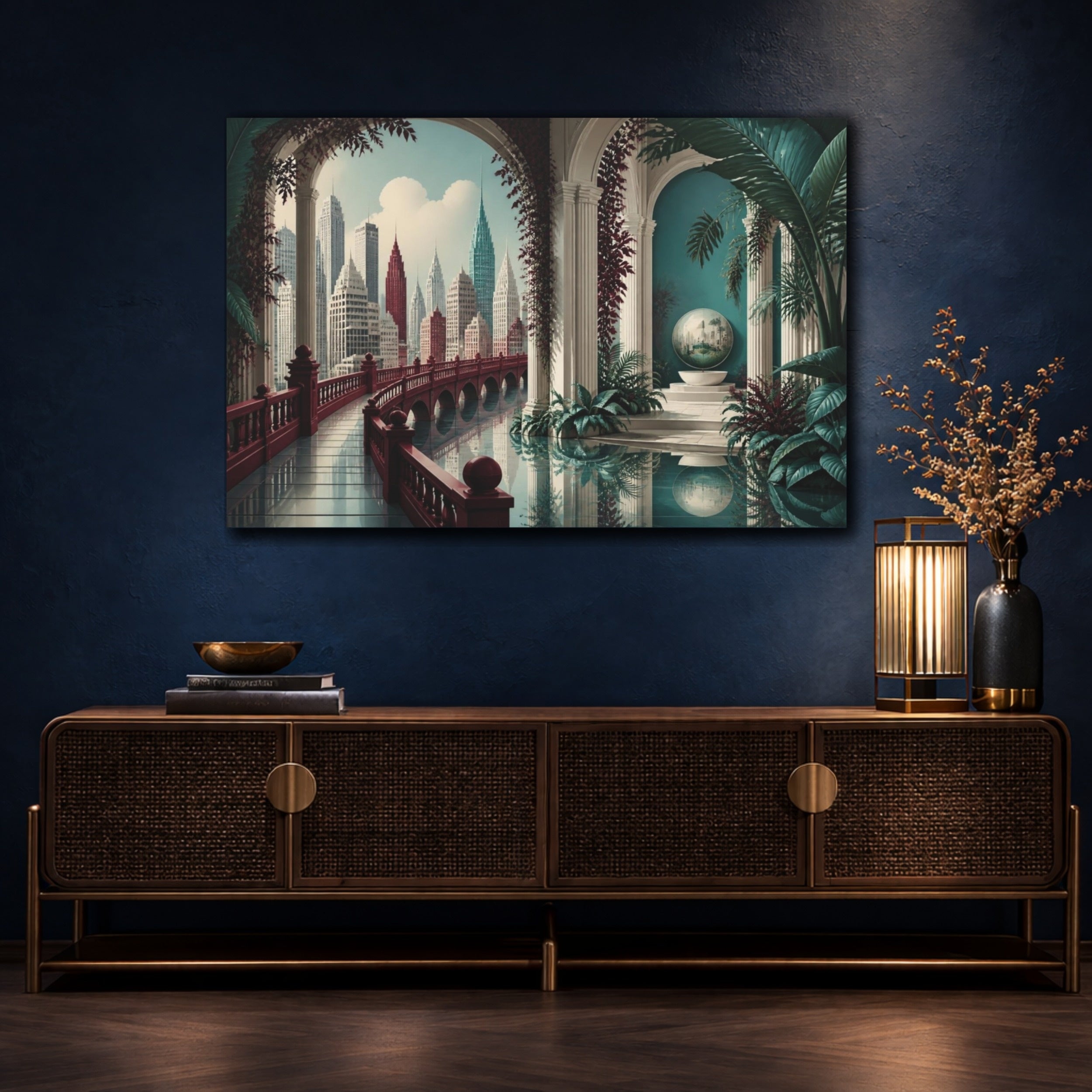 Mockup 4. City Bridge Illusion shown as canvas print