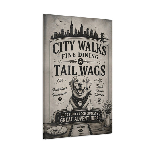 Main Mockup. City Dog Fine Dining shown as canvas print