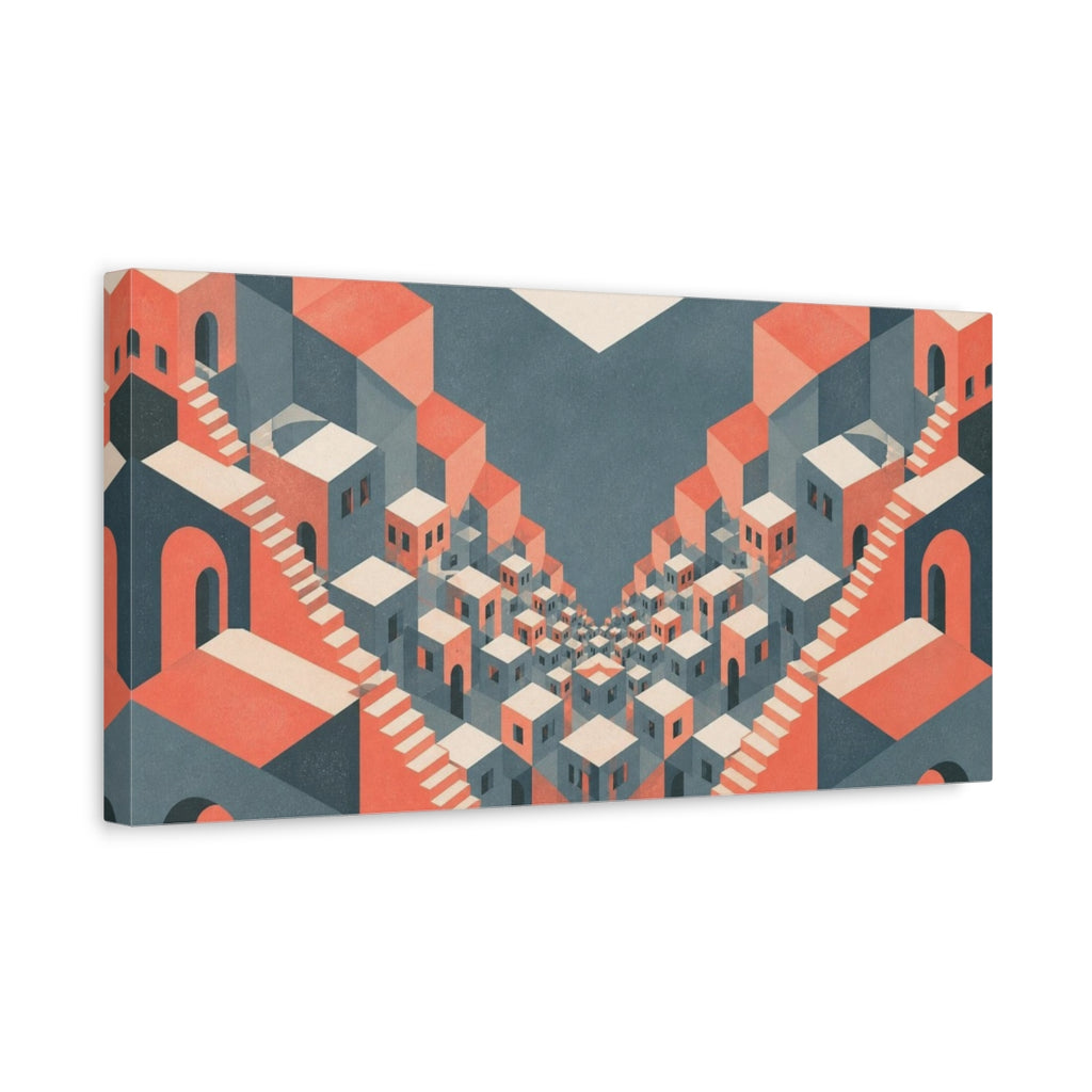 Side Mockup 3. Cityscape Illusion shown as canvas print
