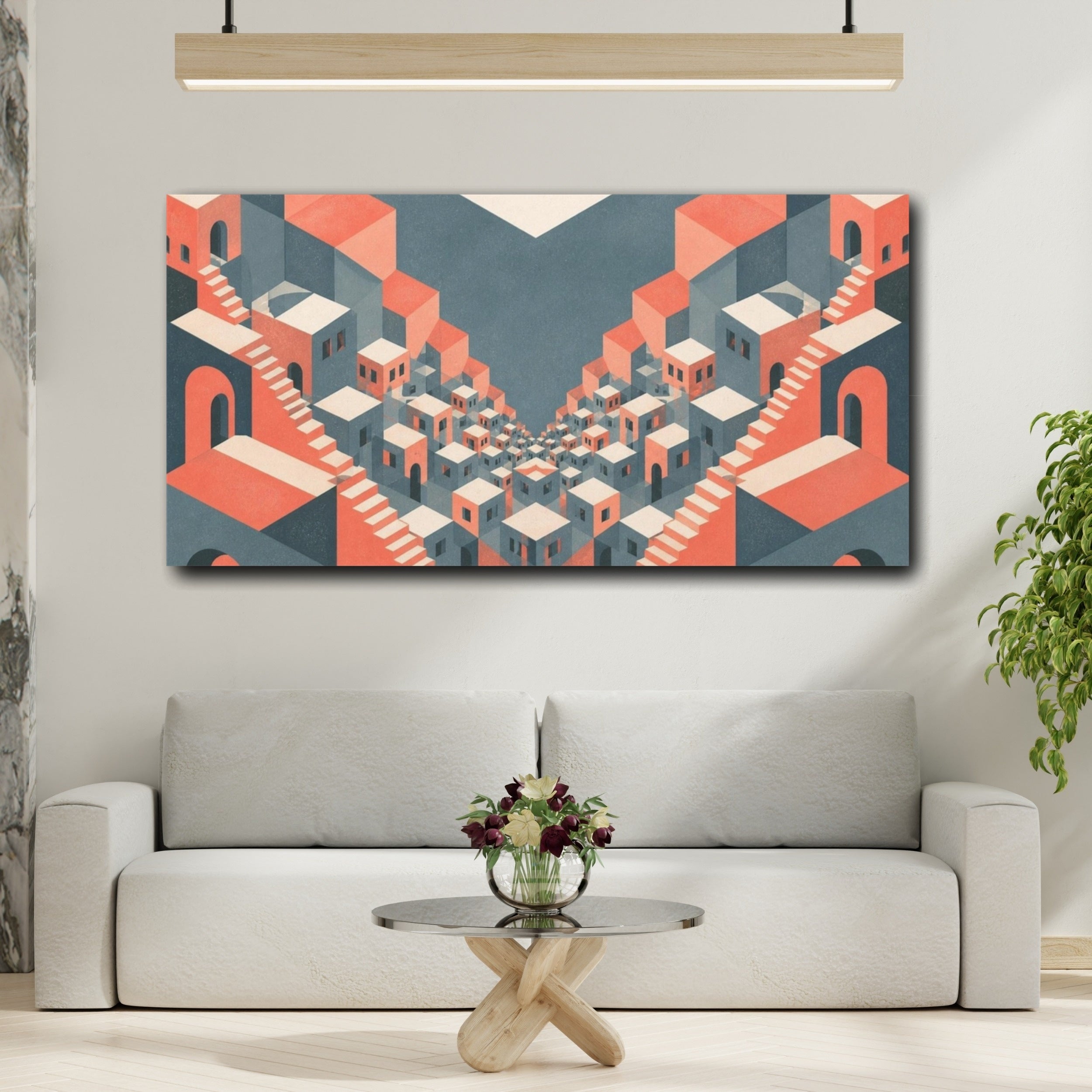 Mockup 2. Cityscape Illusion shown as canvas print