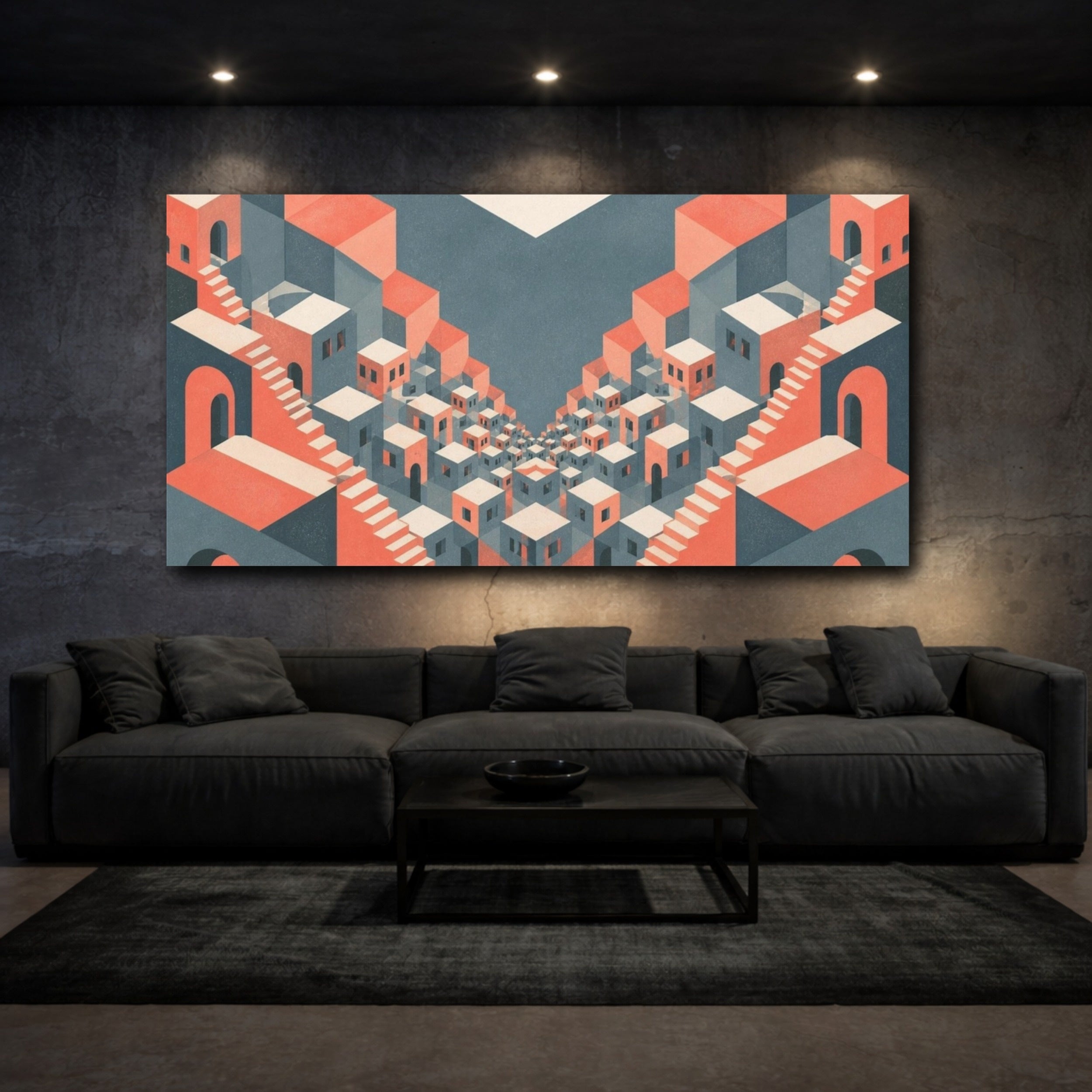 Mockup 3. Cityscape Illusion shown as canvas print