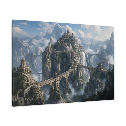 Main Mockup. Cliffside Bridge City shown as canvas print