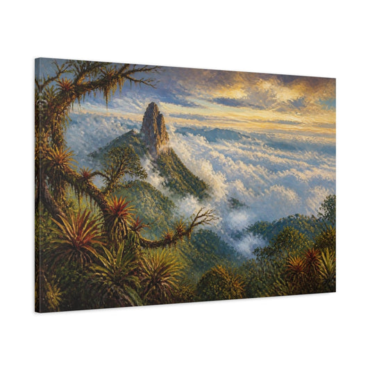 Main Mockup. Cloud Forest Landscape Peak shown as canvas print