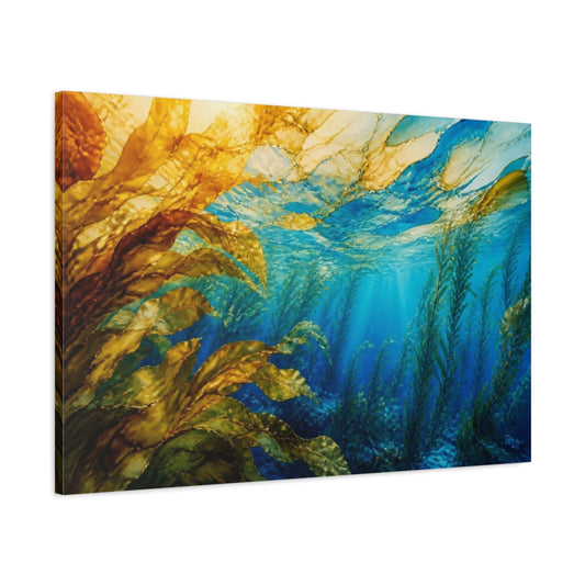 Main Mockup. Coastal Kelp Forest shown as canvas print