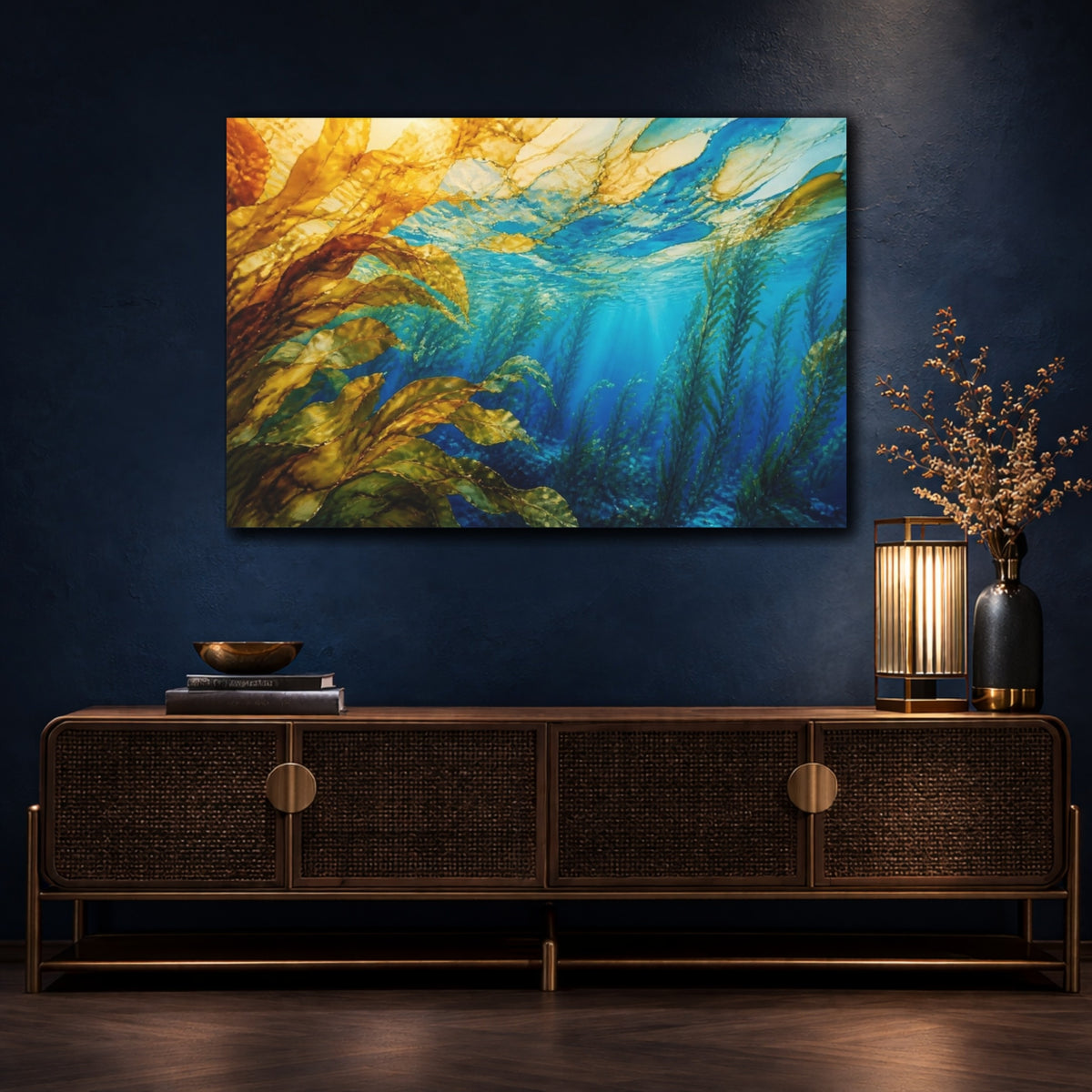 Mockup 4. Coastal Kelp Forest shown as canvas print