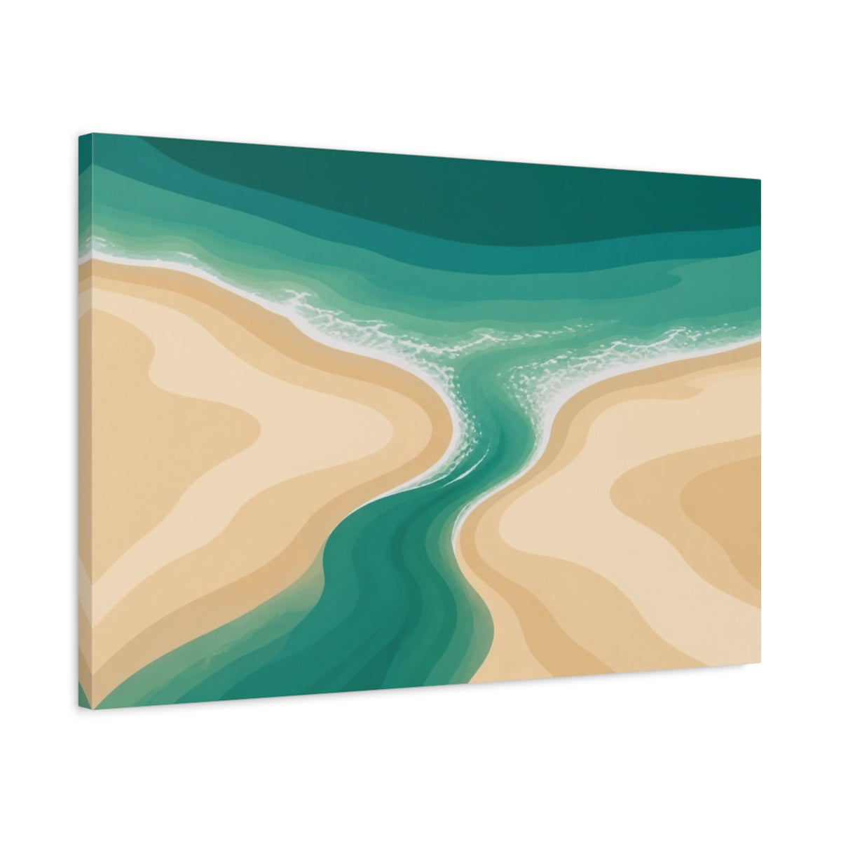 Side Mockup 2. Coastal Tidal Creek shown as canvas print