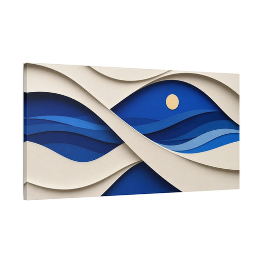 Main Mockup. Cobalt Paper Waves shown as canvas print