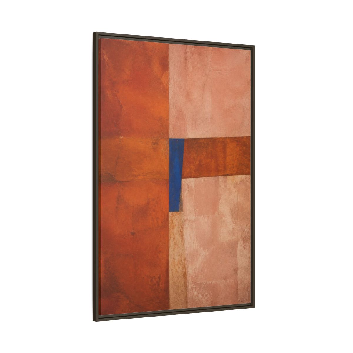 Side Mockup 8. Cobalt Wedge On Rust Blocks shown as framed canvas print