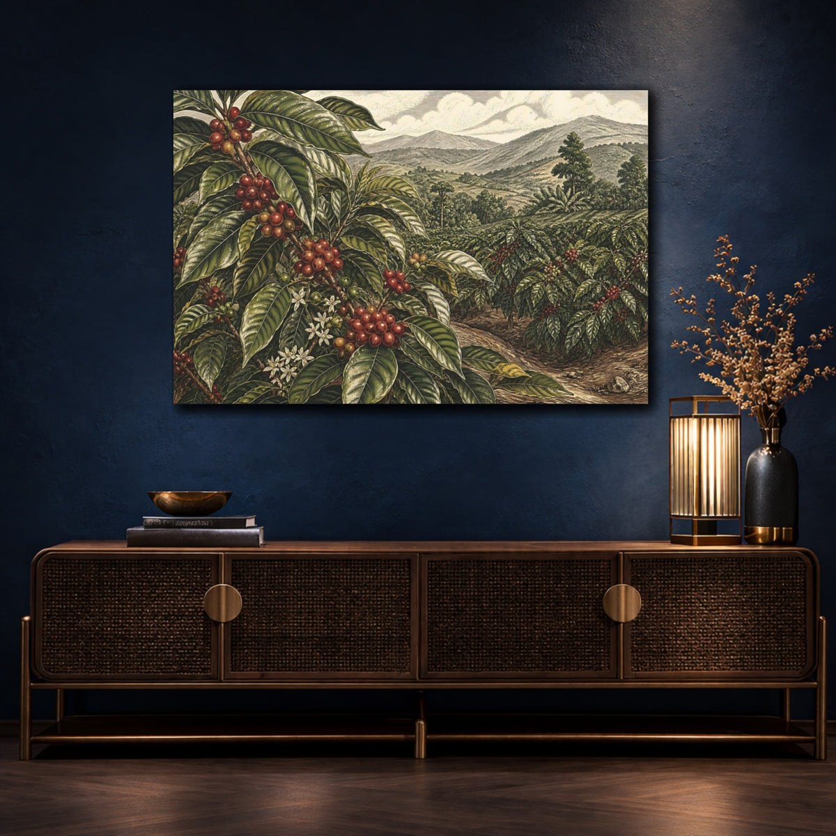 Mockup 4. Coffee Plant Landscape shown as canvas print