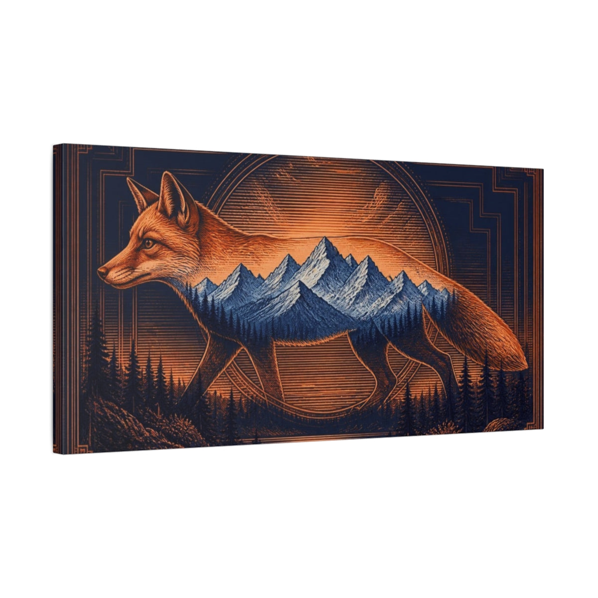 Side Mockup 1. Copper Fox Illusion shown as canvas print