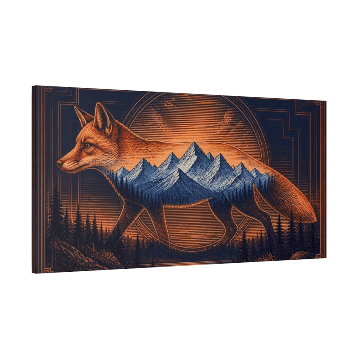Side Mockup 2. Copper Fox Illusion shown as canvas print