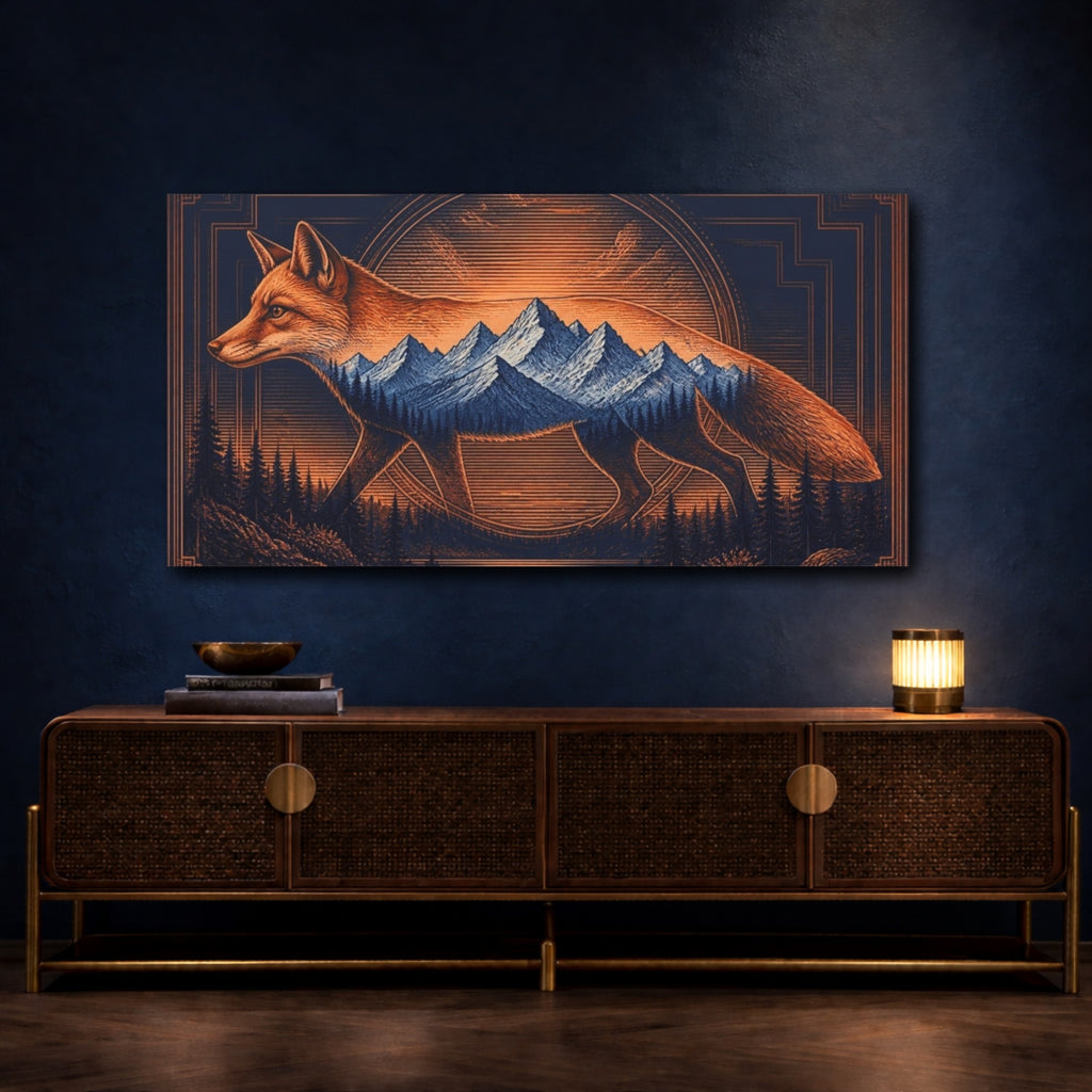 Mockup 4. Copper Fox Illusion shown as canvas print