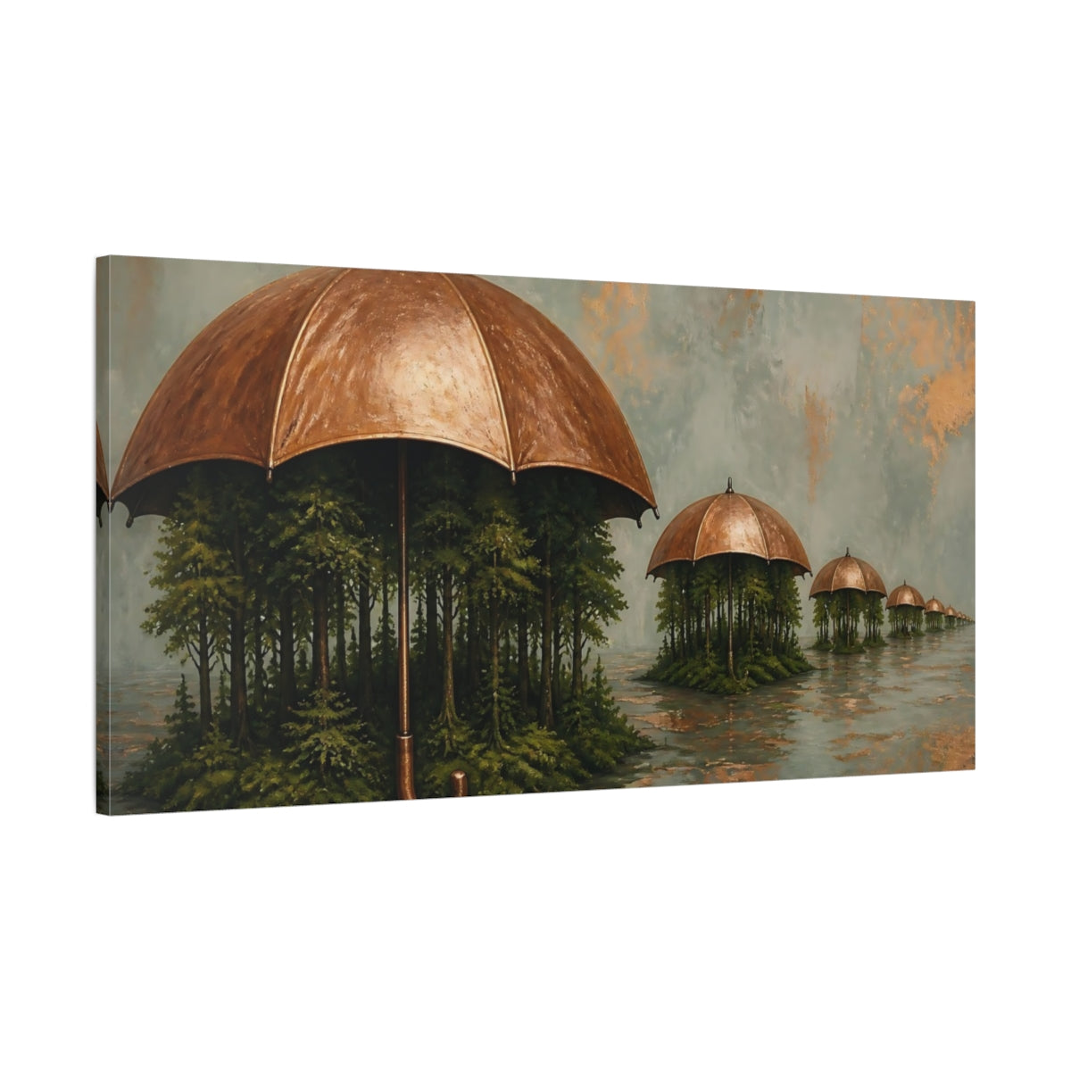 Main Mockup. Copper Umbrella Islands shown as canvas print